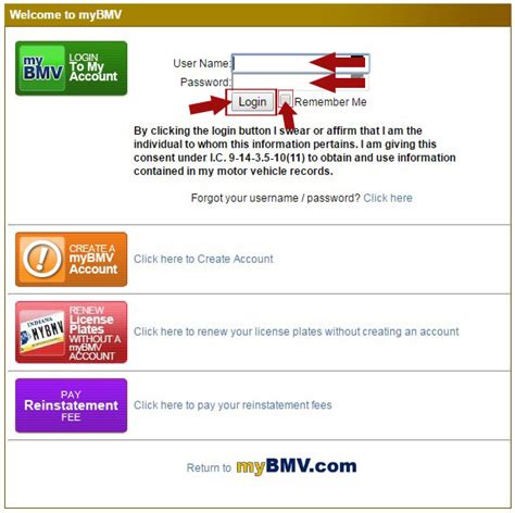 Bmv com login. myBMV and Connect kiosks will be offline for maintenance from 6:30 p.m. to 11:00 p.m. ET Thursday, May 9. We apologize for the inconvenience. By clicking the login button I swear or affirm that I am the individual to whom this information pertains. I am giving this consent under I.C. 9-14-13-7 (11) to obtain and use information contained in my ... 