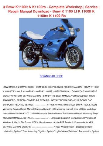 Bmw k1100lt and bmw k1100rs workshop service manual. - Pee wee practice plan manual a publication of the usa.
