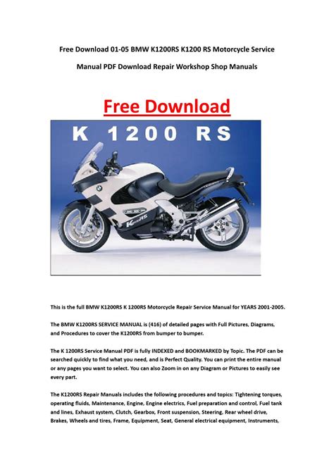 Bmw k1200 rs k1200rs motorcycle service repair manual. - Wat doen we met ons aardgas?.