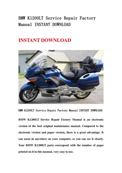Bmw k1200lt service repair manual 2004 onward. - Laundry policy and procedure manual template.
