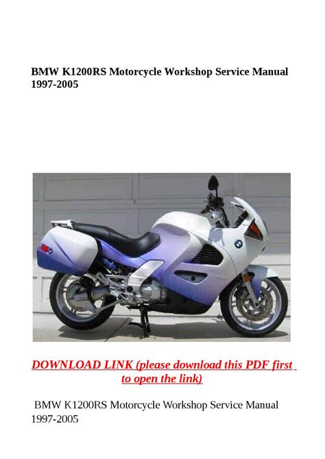 Bmw k1200rs motorcycle service repair manual 1997 2005. - Die reine und die praktische philosophie.