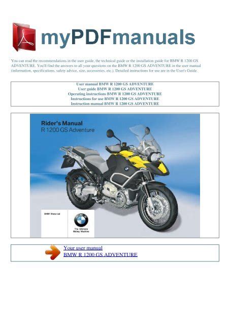 Bmw r 1200 gs adventure riders manual. - Studyguide for think sociology by carl john d.