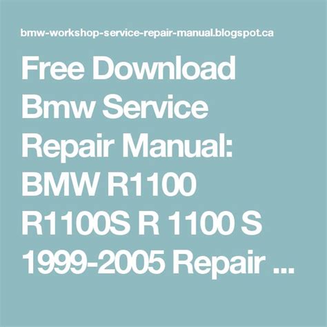 Bmw r1100 r1100s 1999 2005 werkstatt service handbuch reparatur. - Manual for a john deere sx75.