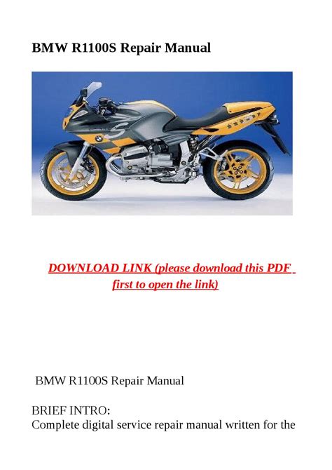 Bmw r1100s workshop service repair manual 9733 r 1100 s. - John deere l 108 automatic manual.