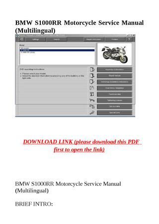 Bmw s1000rr motorcycle service manual multilingual. - Neue verhältnisse, neue aufgaben, neue methoden.