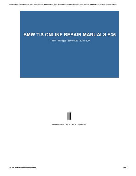 Bmw tis online repair manuals e36. - Yamaha ycs1 ycs1c parts manual catalog.