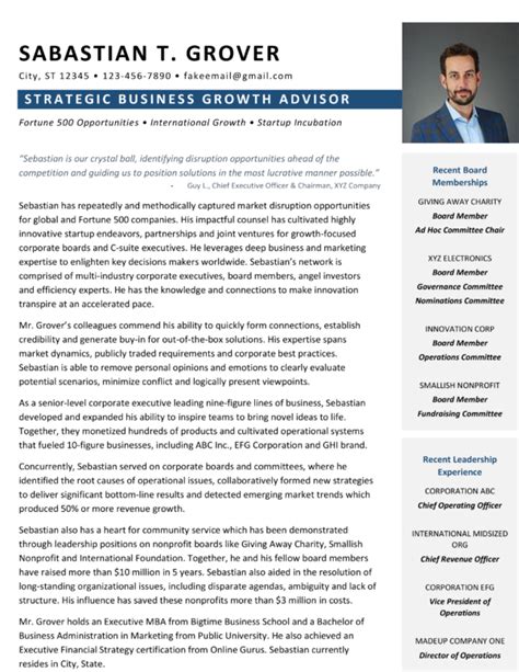 Board Bio Examples and Template for Professional Profiles