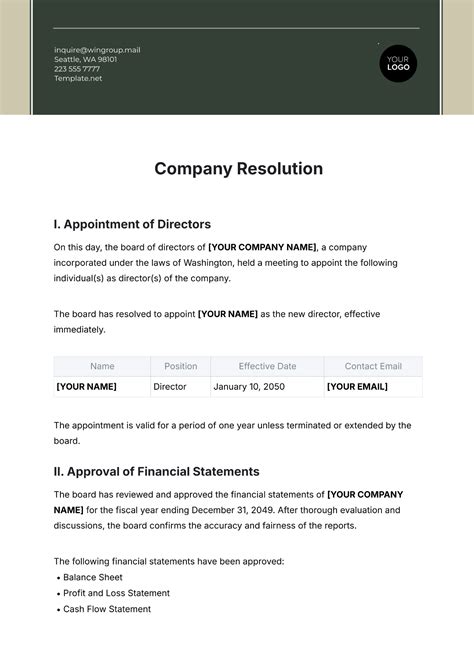 Board Company Resolution
