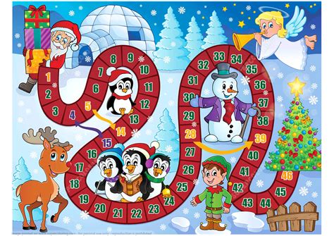 Board Game with Santa Claus and Christmas Tree Free Printable