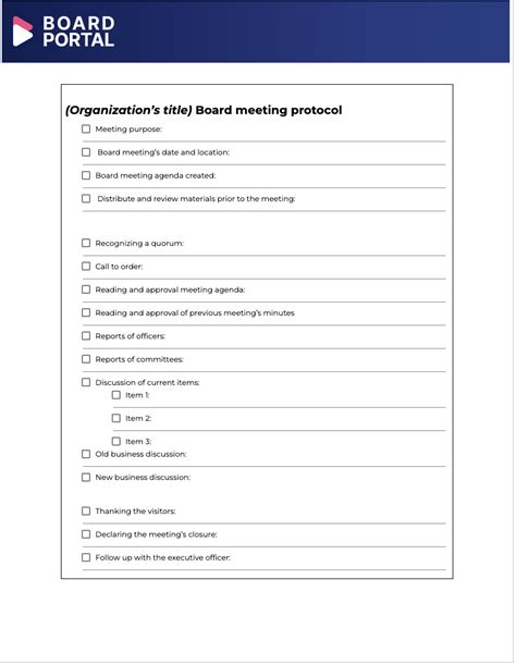 Board Meeting Protocol Template