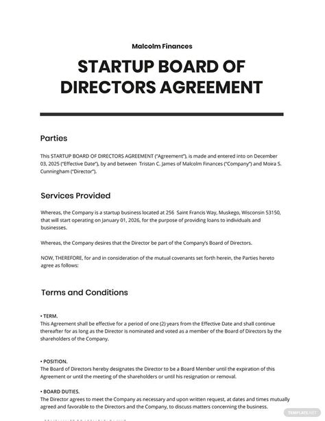Board Of Directors Template