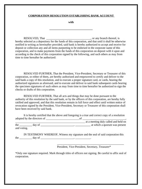 Board Resolution Change in Bank Account Authorised Signatory