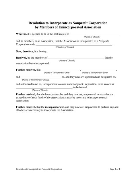 Board Resolution Template Non Profit Pdf