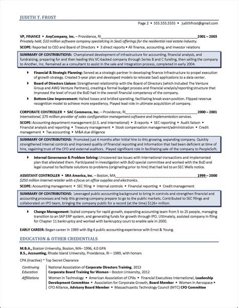 Board of Directors Resume Example Distinctive Career Services