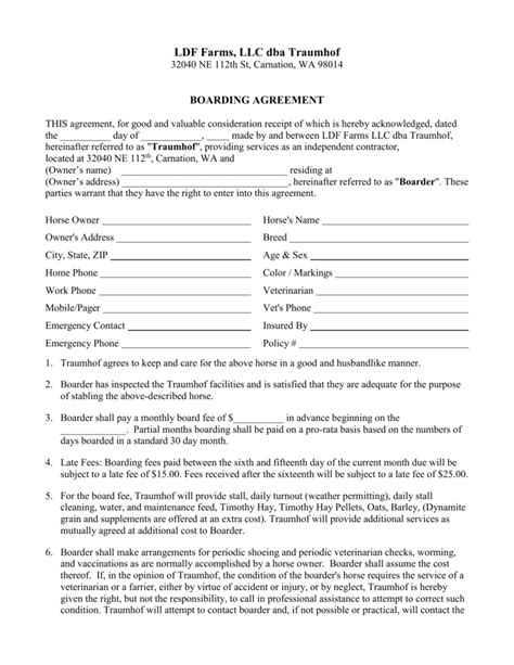 Boarding Contract