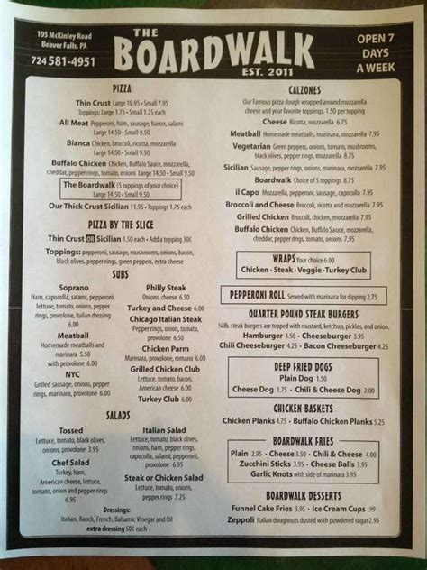 Boardwalk pizza chippewa. Menu. Island Favorites - Look for our All Star items! Homemade All Day, Everyday. An Island Tradition for over 25 Years! Rich Country & Delicious, Full of Real Maine Lobster! 