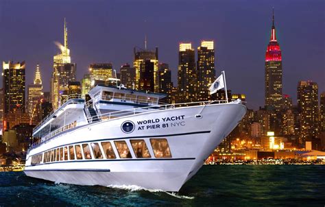 Boat dinner nyc. Enjoy a New York dinner cruise on Hudson’s brought to you by the team behind World Yacht at Pier 81. As you sail around Manhattan and past Lady Liberty, take in 360-degree views from any of the vessel's three levels. After arriving at 6:00pm, enjoy a 1-hour Champagne and hors d’oeuvres reception. Your four-course dinner cruise departs at 7 ... 