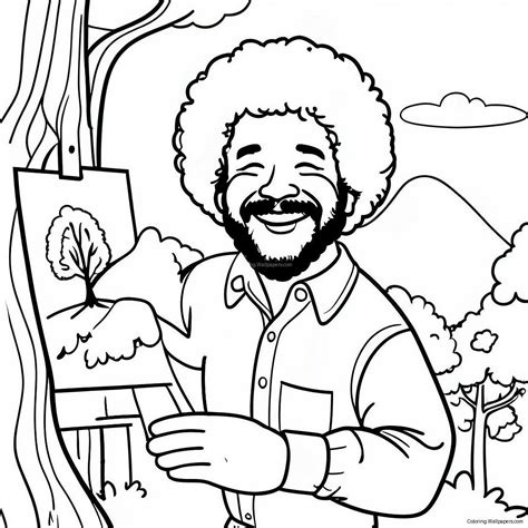 Bob Ross Coloring Page