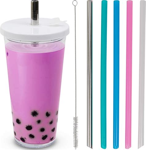 Boba cups amazon. Sep 3, 2021 · Colnic Reusable Boba Cup With Lids And Straws, 24Oz/700ml Smoothie Cups, Iced Coffee Cup, Leakproof Kawaii Cup, Boba Cups Tumbler With Boba Reusable Straw,Double Wall Clear Insulated Bubble Tea Cup 4.5 out of 5 stars 371 