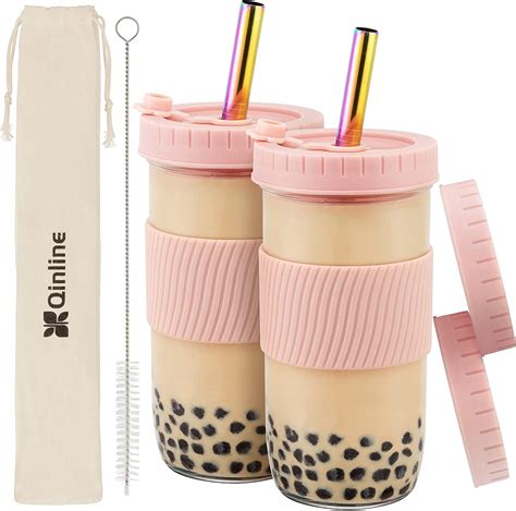Jun 12, 2021 · Mfacoy (4 Pack x 2 Size Boba Cup, 24oz & 16oz Bubble Tea Cup, Smoothie Cups with Lids and Stainless Straws, Reusable Boba Cup, Wide Mouth Mason Jar Drinking Glasses with Silicone Sleeve for Travel 4.6 out of 5 stars 240 . Boba cups amazon