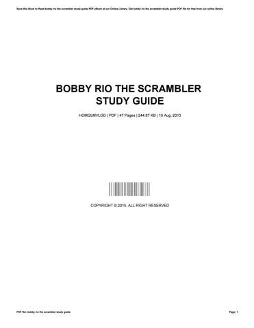 Bobby rio the scrambler study guide. - Brivis chronotherm iv plus user manual.