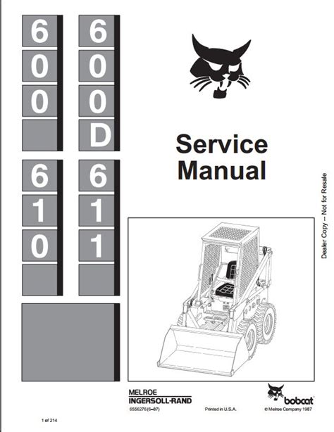 Bobcat 600 skid steer service manual. - Panasonic sc vk450 sa vk450 service manual repair guide.