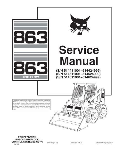 Bobcat 863 skid loader service manual. - Free 2006 harley davidson sportster owners manuals.