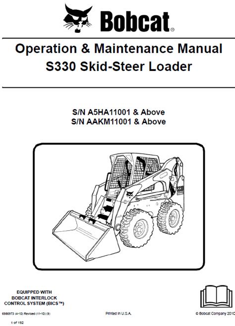 Bobcat s330 repair manual skid steer loader a5ha11001 improved. - New holland 630 round baler operator manual.