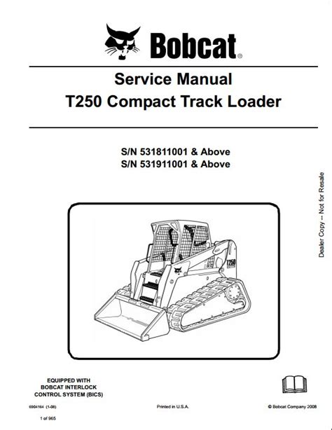Bobcat t250 repair manual track loader 531811001 improved. - Harley davidson road tech radio manual.