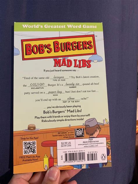 Read Bobs Burgers Mad Libs By Roger Price