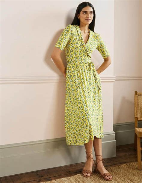 Boden NWOT Lavinia Lemon Vine Midi Wrap Dress 14