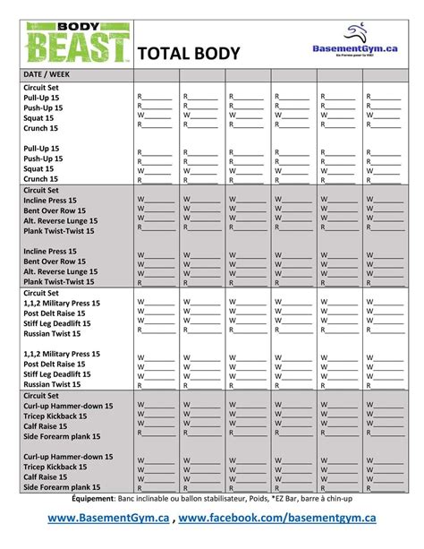 Body Beast Printable Workout Sheets