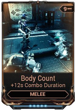 Body count warframe. A Status Effect, or commonly called a Proc, is an additional effect which may be triggered at random by a hit from a weapon or Warframe ability. Status Chance is the probability that a hit will inflict a status effect. The base duration of the Proc will depend on its type, and whether the target is an enemy or another Tenno. Warframe abilities … 