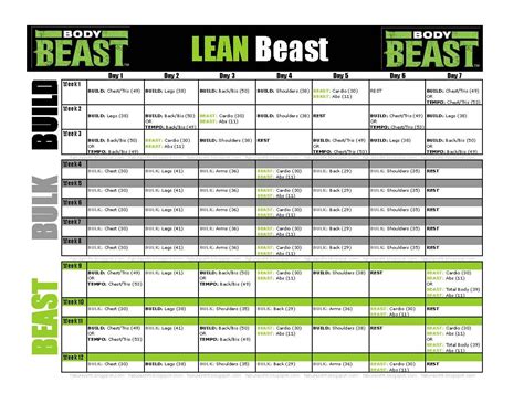 BodyBeast Calendar Huge Lean 20160920 PDF - Scribd