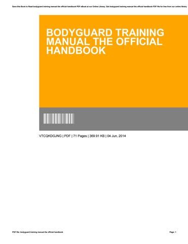 Bodyguard training manual the official handbook. - Aranjuez, toledo, ciudad real, cuenca, albacete.