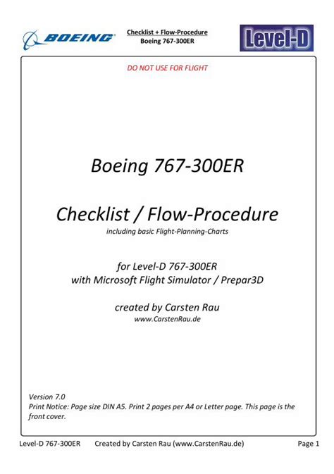 Boeing 767 guida alle procedure standard. - Verfahrens- und tätigkeitsspezifische arbeitsbelastungen in der druckindustrie.