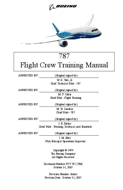 Boeing 787 flight crew operations manual. - 2015 manuale degli armatori di malibu.