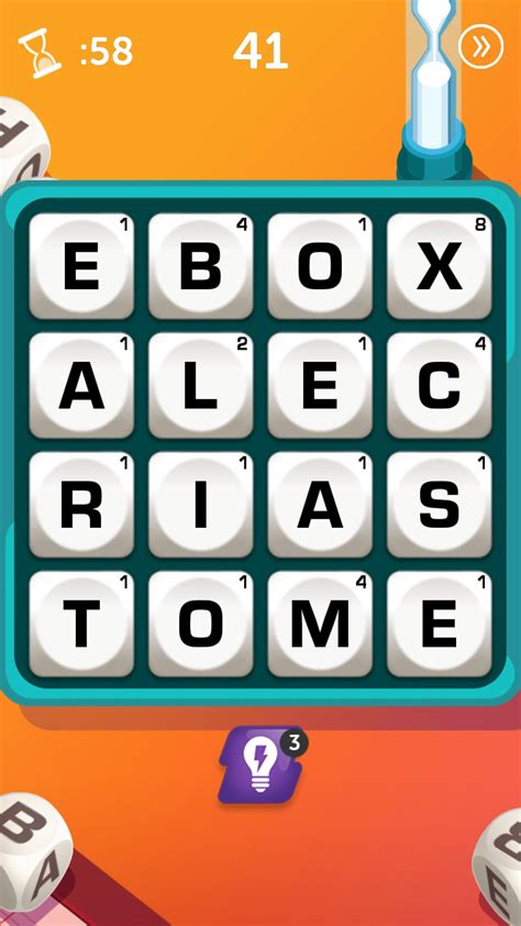 Boggle on line. Description. Boggle is a word game that requires 16 letter cubes, the cube grid with dome, and a 3-minute sand timer, which should be tapped to star your game. Words should be created by using adjoining letters – the letters must touch each other – and must be able to connect to each other in the proper sequence to spell the word correctly. 