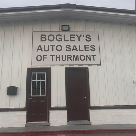 Bogleys Auto Sales of Thurmont in Thurmont, MD Overall Dealer Rating: Price Competitiveness: Information Transparency: 609 E Main St Thurmont, MD 21788 Map and Directions Dealer Pricing: Typical Price Range: 8995.0–18500.0 Average Price: 14309.2 Typical Mileage Range: 78746.0–156058.0 . 