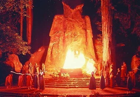 In 2000, Texas-based filmmaker Alex Jones snuck into Bohemian Grove with a video camera and filmed a very weird ritual: the Cremation of the Care. Members burnt a coffin in front of a 40-foot-tall owl, which they claim is a way of respecting the forest. The ritual involved elaborate costumes and torches, and the footage is undeniably creepy.. 