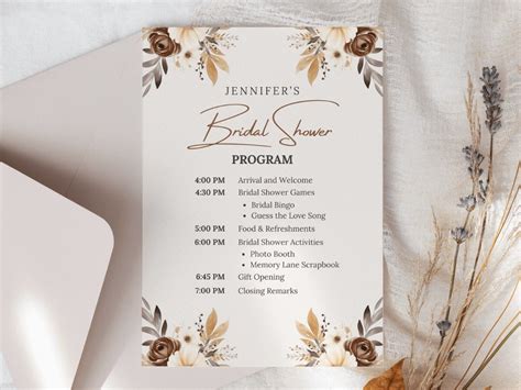 Boho Program Template Bridal Shower Program Template Etsy