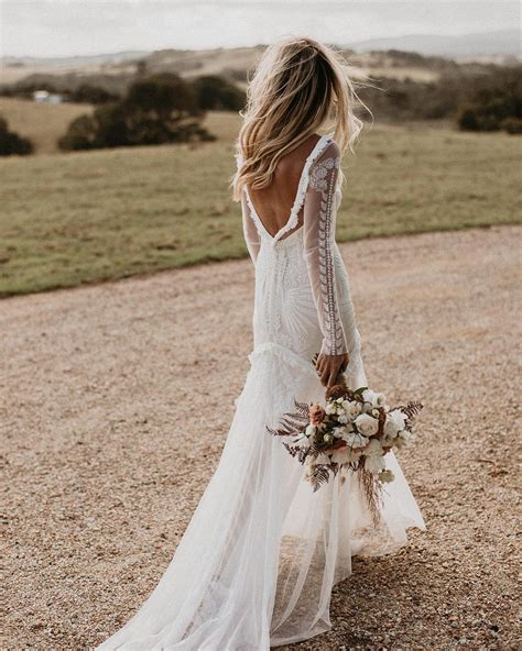 Boho Wedding Dress With Long Sleeves Simple Wedding Dress