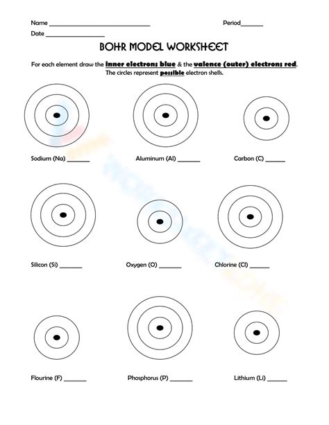 Bohr Model Worksheet