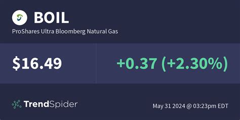 Apr 20, 2023 · The ProShares Ultra Bloomberg Natural Gas ETF (NYSEARCA:BOIL) provides leverage to the NYMEX natural gas futures market. While BOIL could experience another reverse split, the price of nearby ... 