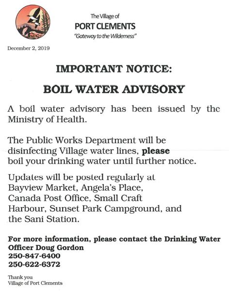 Boil water advisory in the Village of Fonda