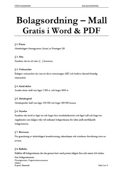 Bolagsordning revisor