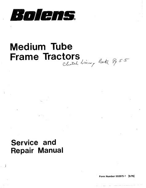 Bolens vntage tractor service manual medium tube frame. - Yamaha avant grand n3 service manual repair guide.