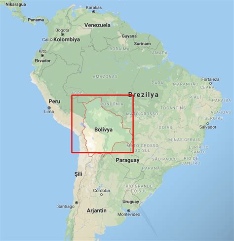 Bolivya dünya haritasındaki yeri