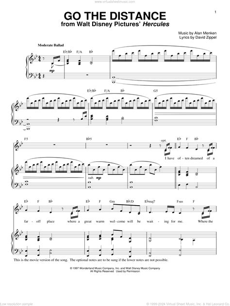 Bolton Go The Distance, (easy) sheet music for piano solo [PDF]