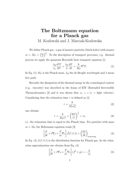 Boltzmann equation pdf